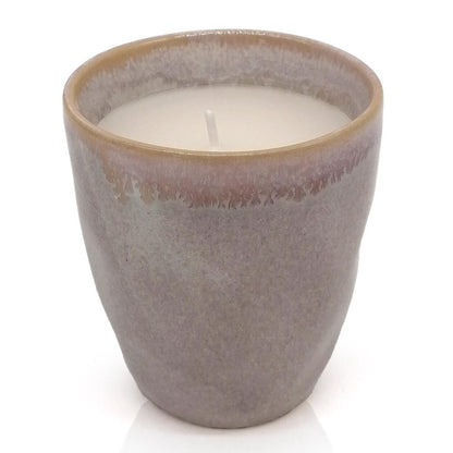 Mea-Living STONEWARE Candela in tazza da espresso color sabbia, gres fatto a mano, 150 ml, splendido servizio da tavola con candela