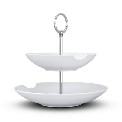 FIFTYEIGHT PRODUCTS / Mugs / 2-Tier Cake Stand "Food Temple" (Porcelain, 18-24 cm, white, Made in Germany)