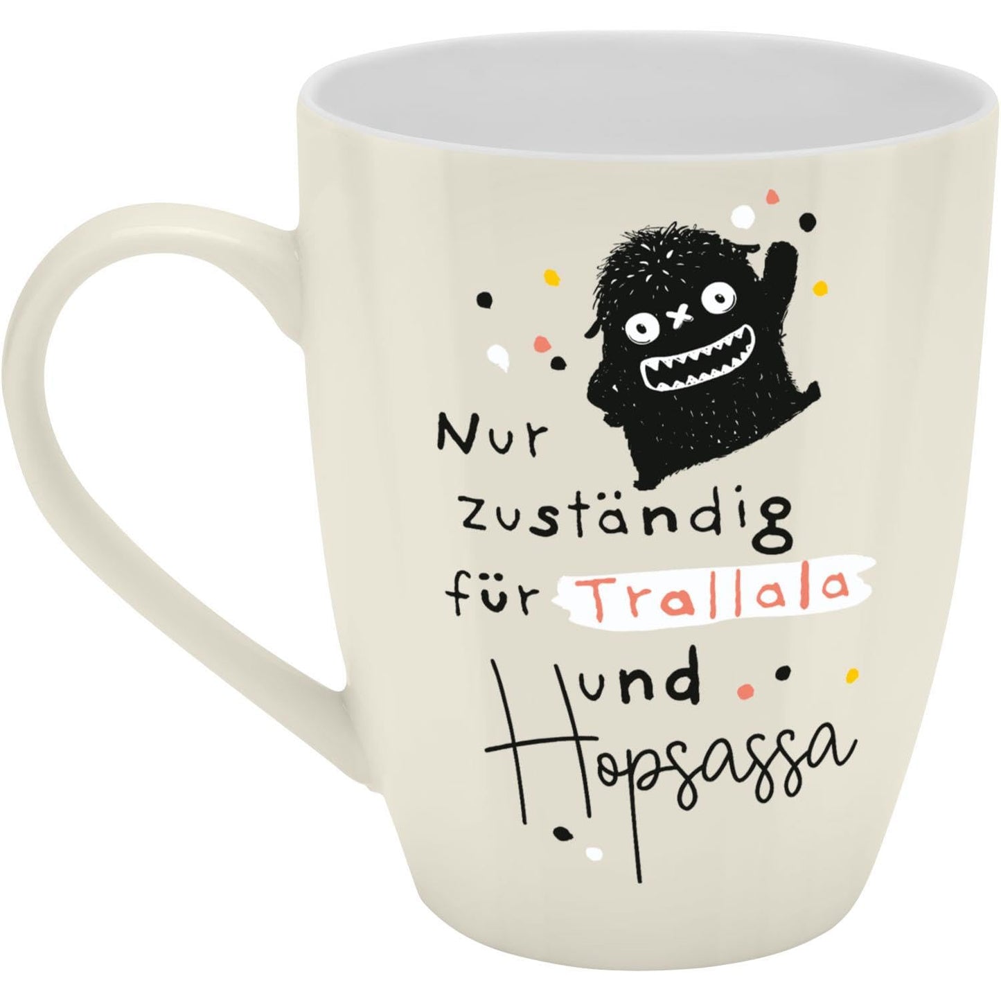 H:) PPY life Mug with "Trallala" design | Mug with saying, New Bone China porcelain, 35 cl, with gift ribbon | funny gift, birthday | 74188