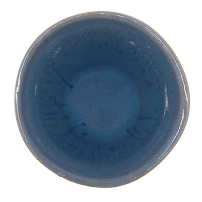 Mea-Living STONEWARE tazza da caffè espresso marittima, blu con ancora, ceramica fatta a mano, 150 ml, stoviglie splendidamente fatte a mano