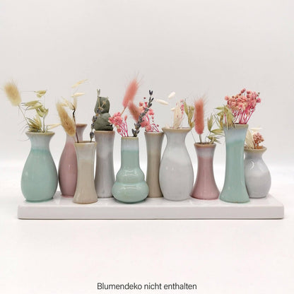 Mea-Living 10 mini vasi su vassoio in ceramica, multicolore