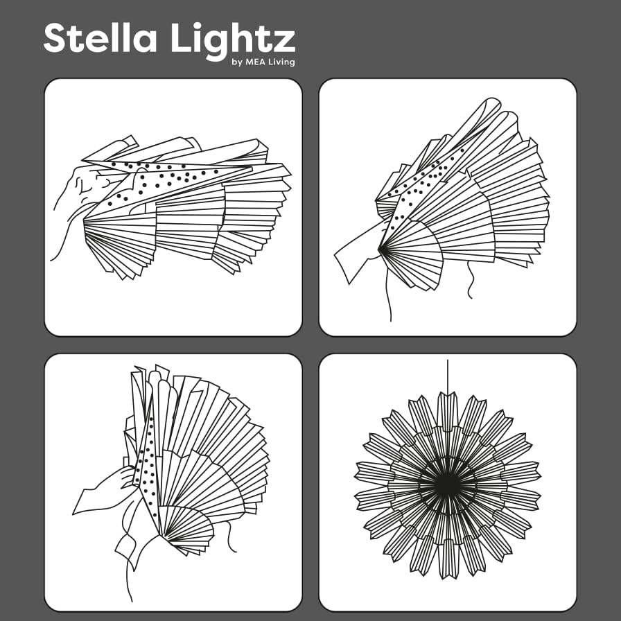 Mea-Living Stella Dalia White 60 cm, Parchment Paper Flower - Luminous Star, Paper Star, Christmas Star