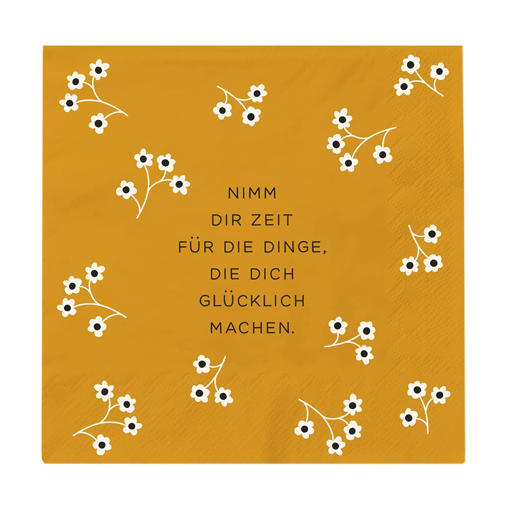 Grafik Werkstatt Napkins with Saying | 20 pieces | 12.5 x 12.5 cm | yellow | Take your time