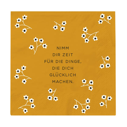Grafik Werkstatt Napkins with Saying | 20 pieces | 12.5 x 12.5 cm | yellow | Take your time