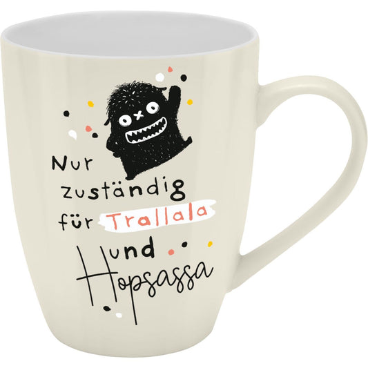 H:) PPY life Mug with "Trallala" design | Mug with saying, New Bone China porcelain, 35 cl, with gift ribbon | funny gift, birthday | 74188