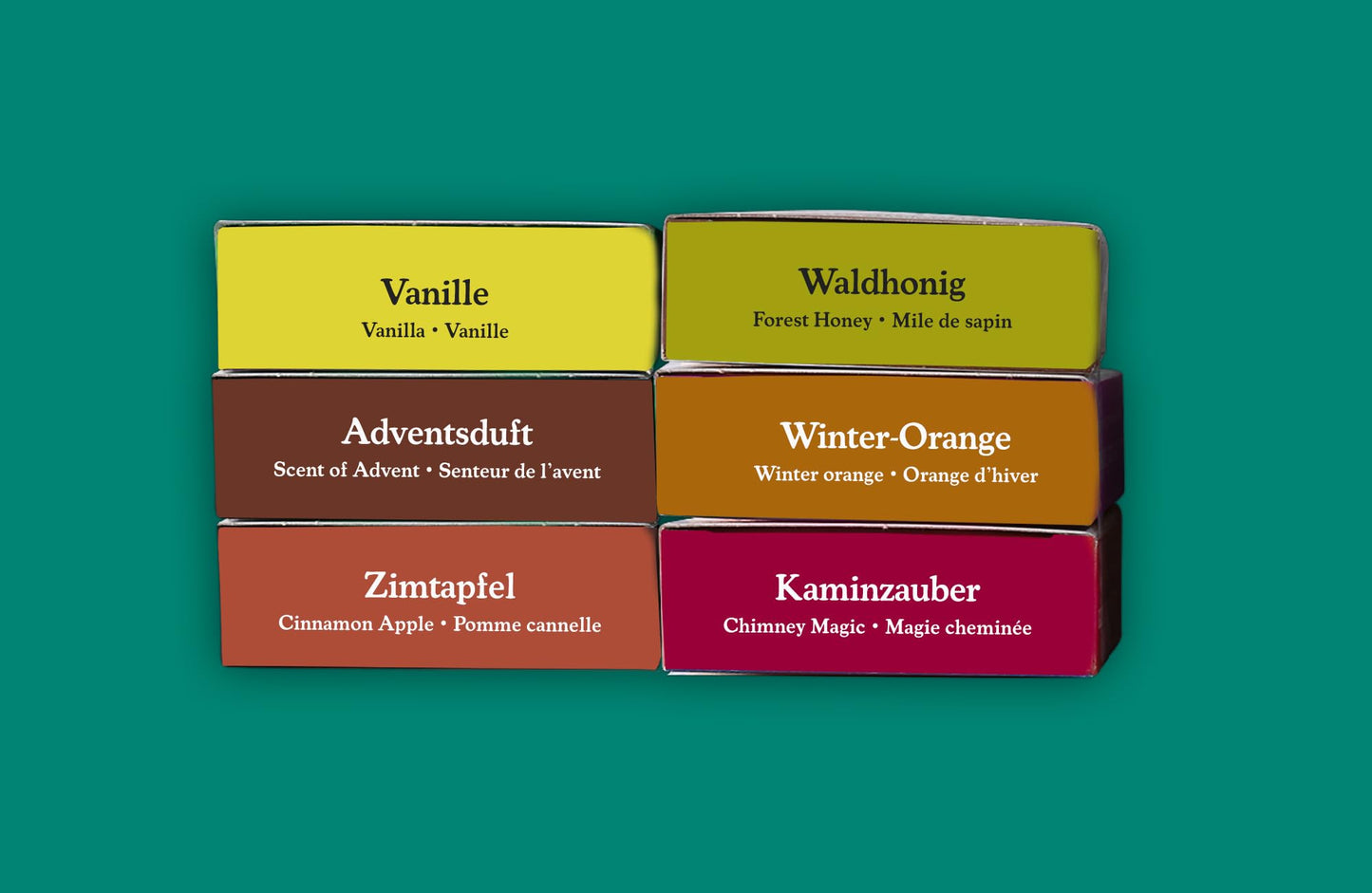 Crottendorfer Incense Cones Set of 6 (6 x 24 pieces) Vanilla, Forest Honey, Advent Scent, Winter Orange, Cinnamon Apple, Fireplace Magic