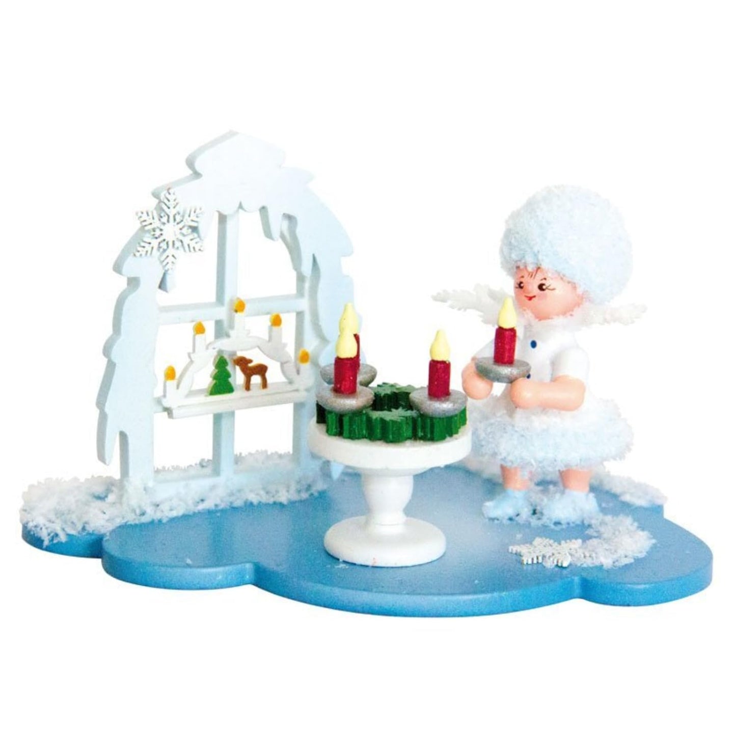 Drechslerei Kuhnert Fiocco di neve con ghirlanda luminosa - 10x7x6 cm