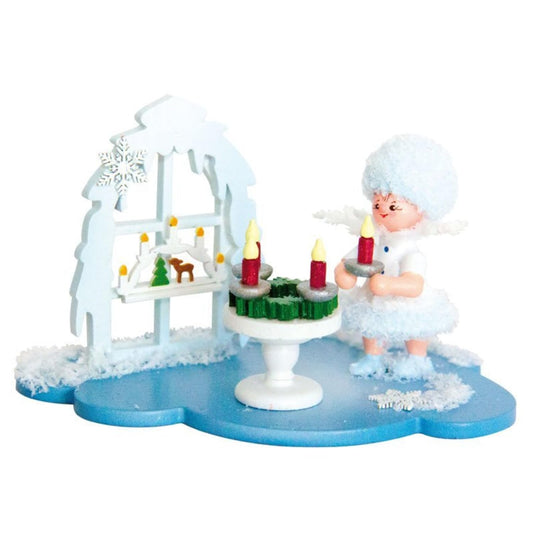 Drechslerei Kuhnert Fiocco di neve con ghirlanda luminosa - 10x7x6 cm