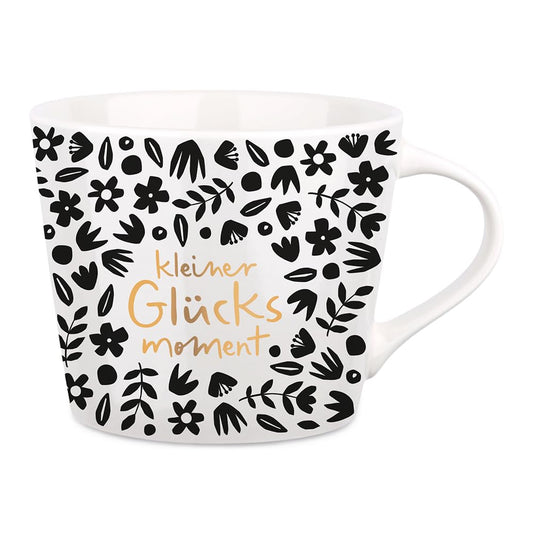 Graphics Workshop Coffee Mug with 100% Real Gold | Porcelain Mug | 420 ml | Small Moment of Happiness