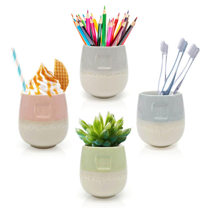 Mea-Living STONEWARE Mug | "HOME" | grey | 400 ml | hand-decorated drinking mug or flower pot