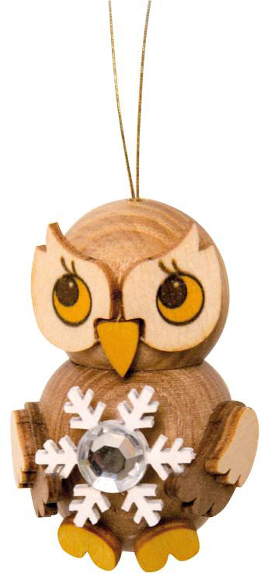 Drechslerei Kuhnert Christmas Tree Ornament Owl Child with Snowflake - 4 cm