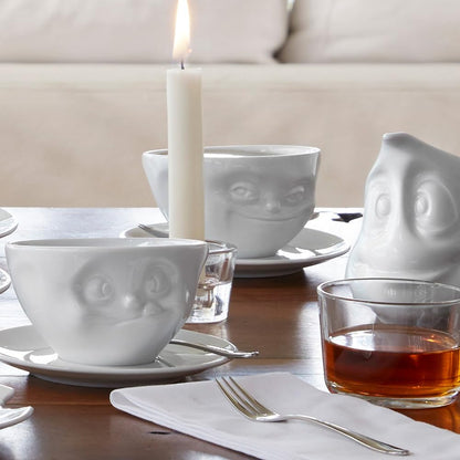FIFTYEIGHT PRODUCTS / Mugs / Coffee mug "Grinning" (Porcelain, 200ml, white, Made in Germany)