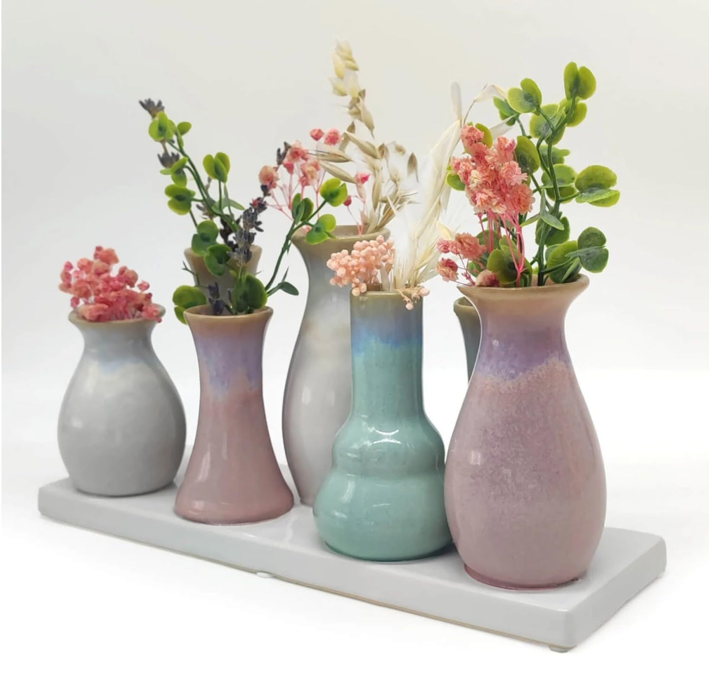 Mea Living 7 Väschen GROß auf Tablett  aus Keramik, multicolor