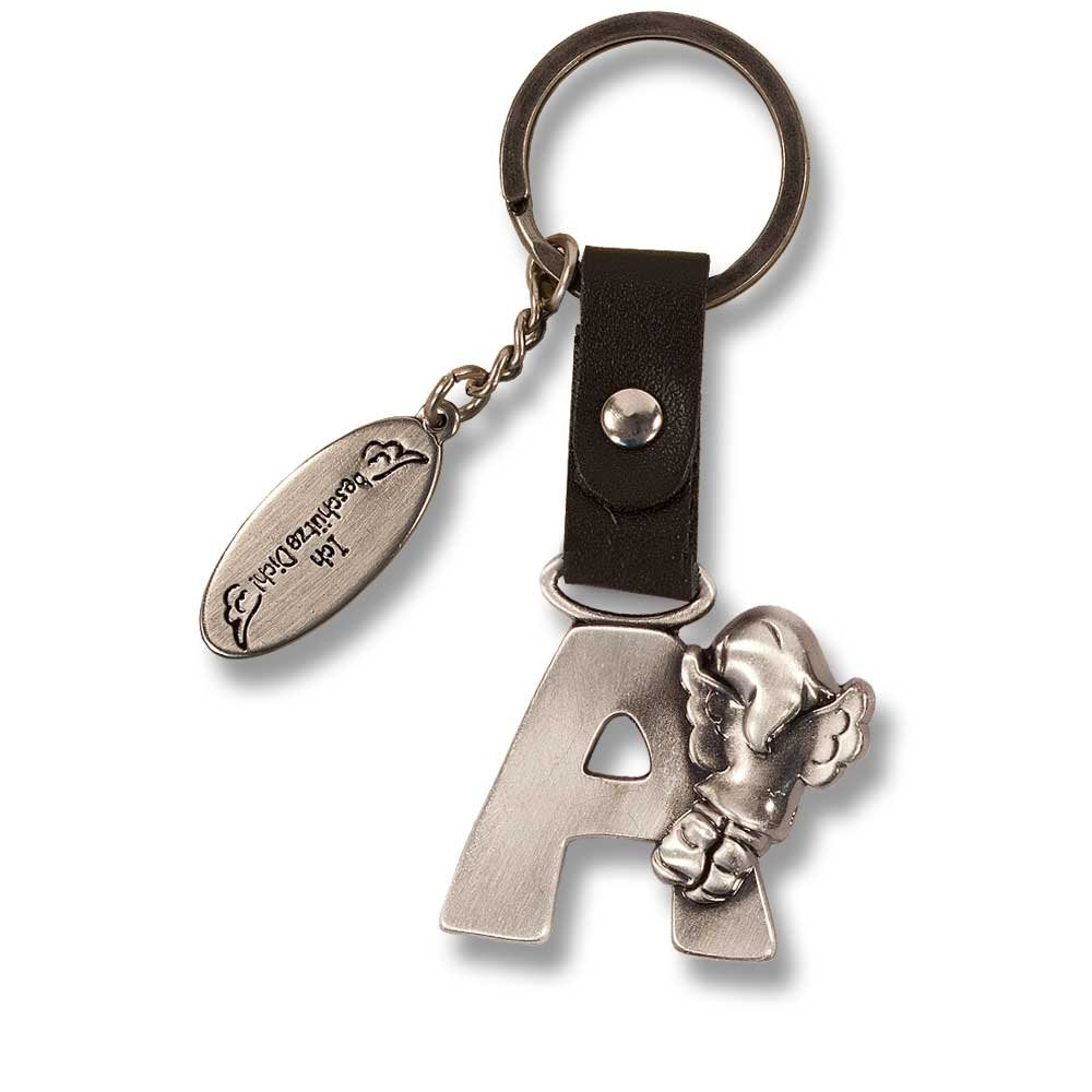 Guardian Angel Keychain Letter A