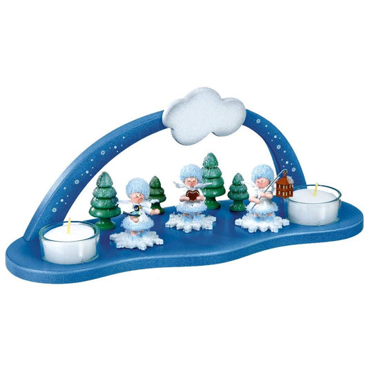 Drechslerei Kuhnert | Schwibbogen für Schneeflöckchen | mit zwei Teelichtern