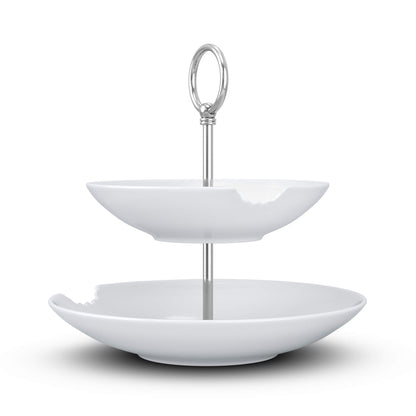 FIFTYEIGHT PRODUCTS / Mugs / 2-Tier Cake Stand "Food Temple" (Porcelain, 18-24 cm, white, Made in Germany)