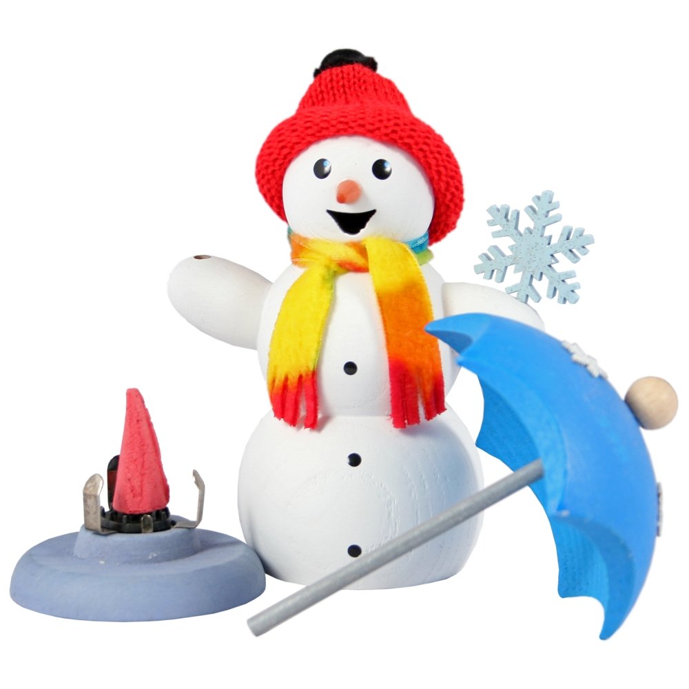 Kuhnert Smokerman/Incense Figurine Made of Wood - Snowman in Various Designs - Approx. 13 cm - Made in Germany