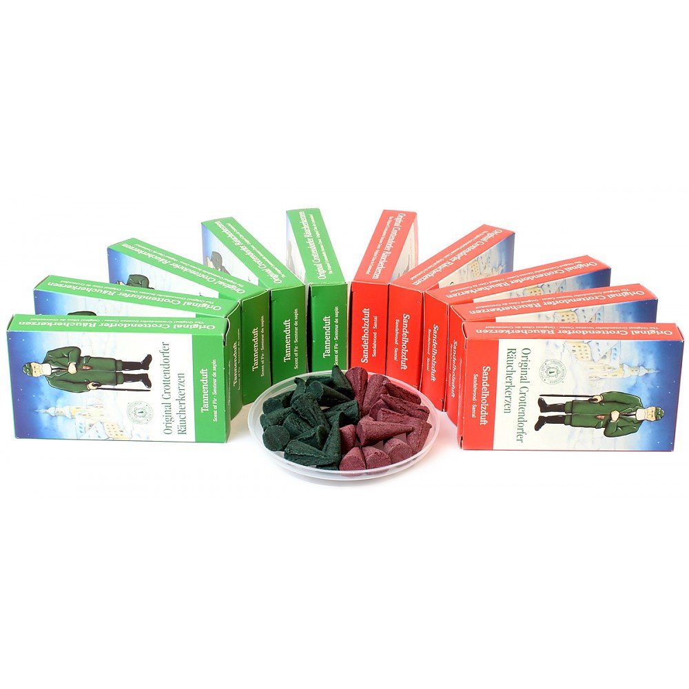 Crottendorf Incense Cones - 10x24 Value Pack - Fir Scent and Sandalwood Scent Erzgebirge