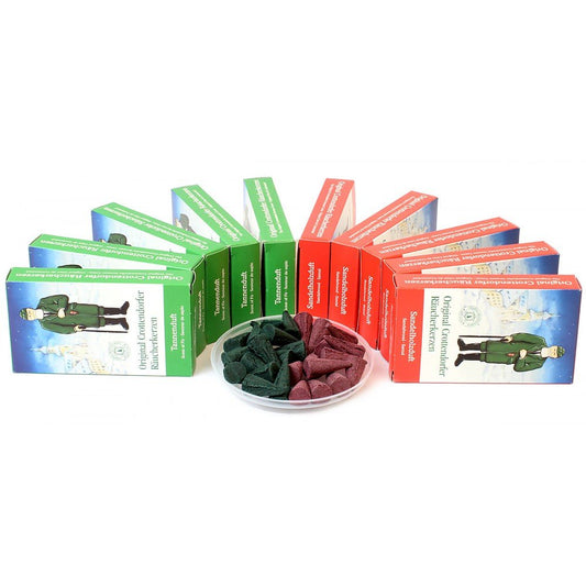 Crottendorfer Räucherkerzen - 10x24 Sparpack - Tannenduft und Sandelholzduft Erzgebirge