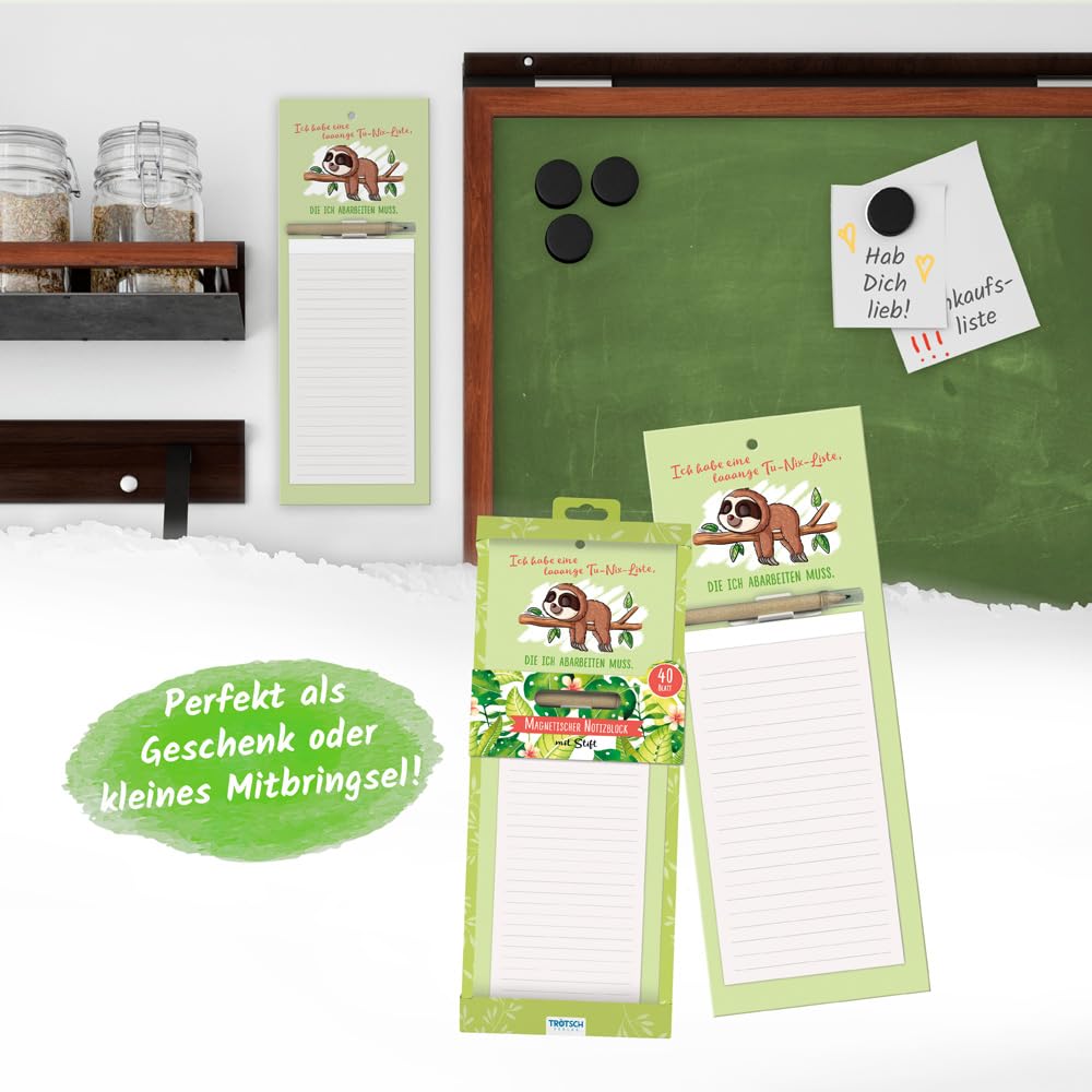 Trötsch Notepad with Pen and Sloth Magnet: Notepad Gift Gift Idea Reminder Memo Pad [Accessories] [Apr 20, 2023] Trötsch Verlag GmbH & Co. KG