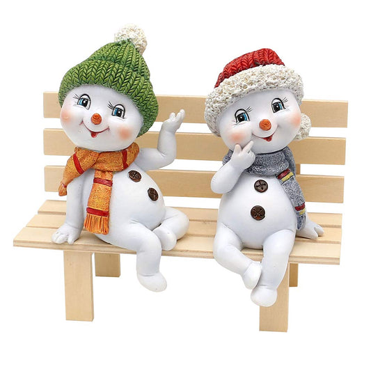 "Sigro" 2 x Poly Snow Child Shelf Sitter 12 cm Snowman Sweet Faces 90281