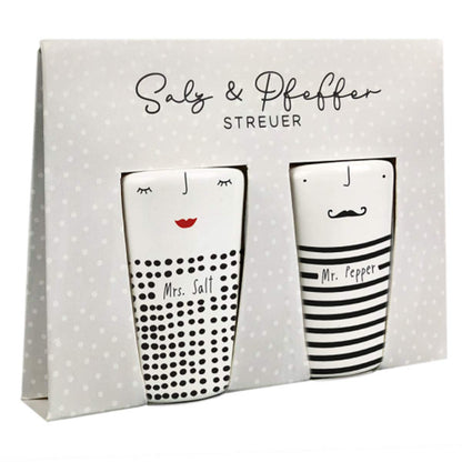 Graphics Workshop Salt & Pepper Shakers | Mr. & Mrs. Set | Porcelain