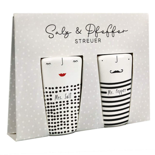 Graphics Workshop Salt & Pepper Shakers | Mr. & Mrs. Set | Porcelain