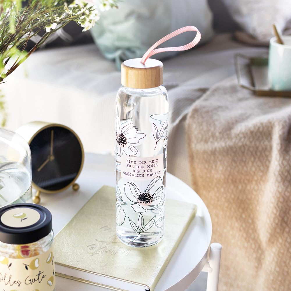 Grafik Werkstatt Borraccia in vetro con frase divertente | con laccetto | 550 ml