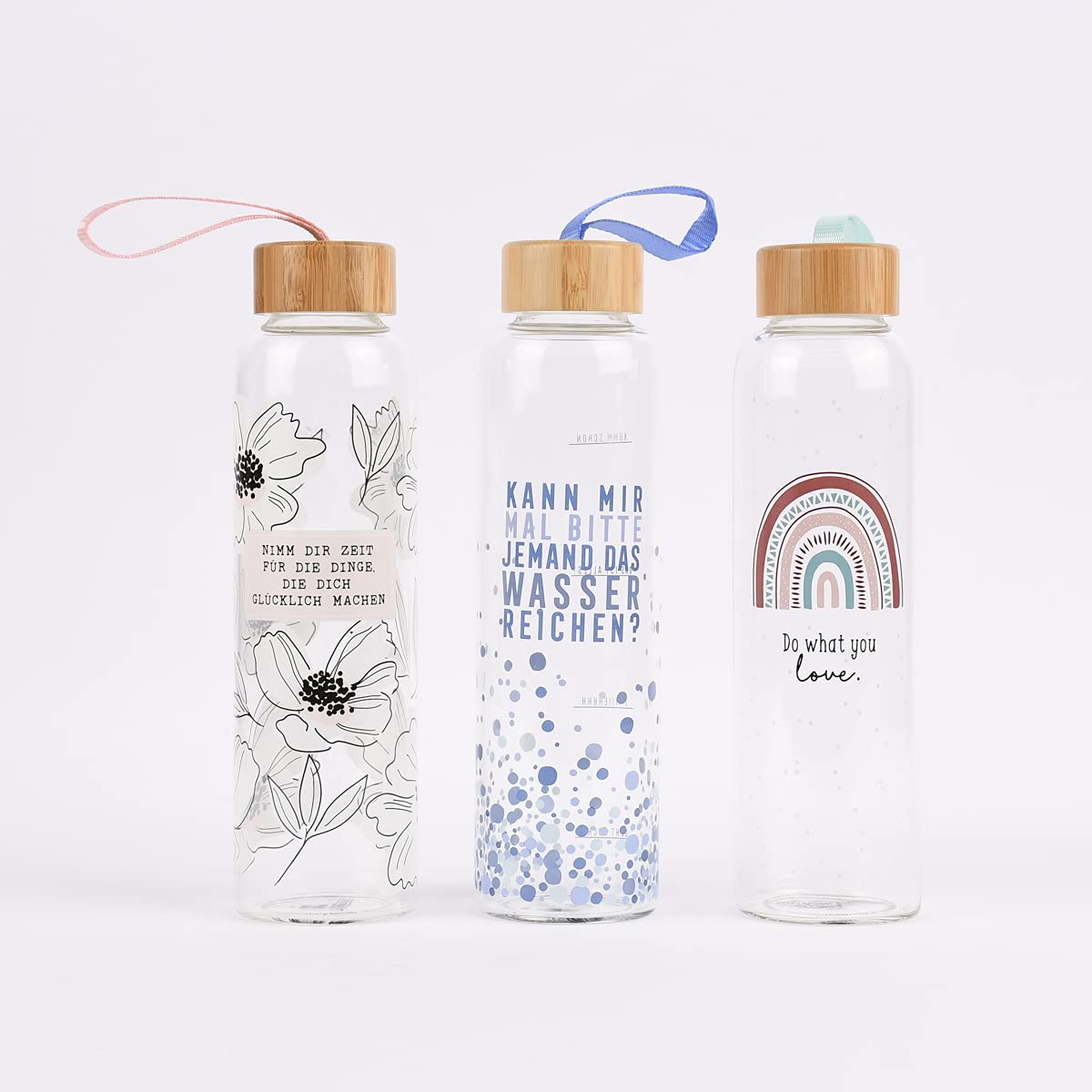 Grafik Werkstatt Borraccia in vetro con frase divertente | con laccetto | 550 ml