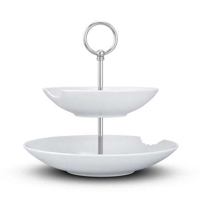 FIFTYEIGHT PRODUCTS / Mugs / 2-Tier Cake Stand "Food Temple" (Porcelain, 18-24 cm, white, Made in Germany)