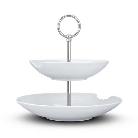 FIFTYEIGHT PRODUCTS / Mugs / 2-Tier Cake Stand "Food Temple" (Porcelain, 18-24 cm, white, Made in Germany)