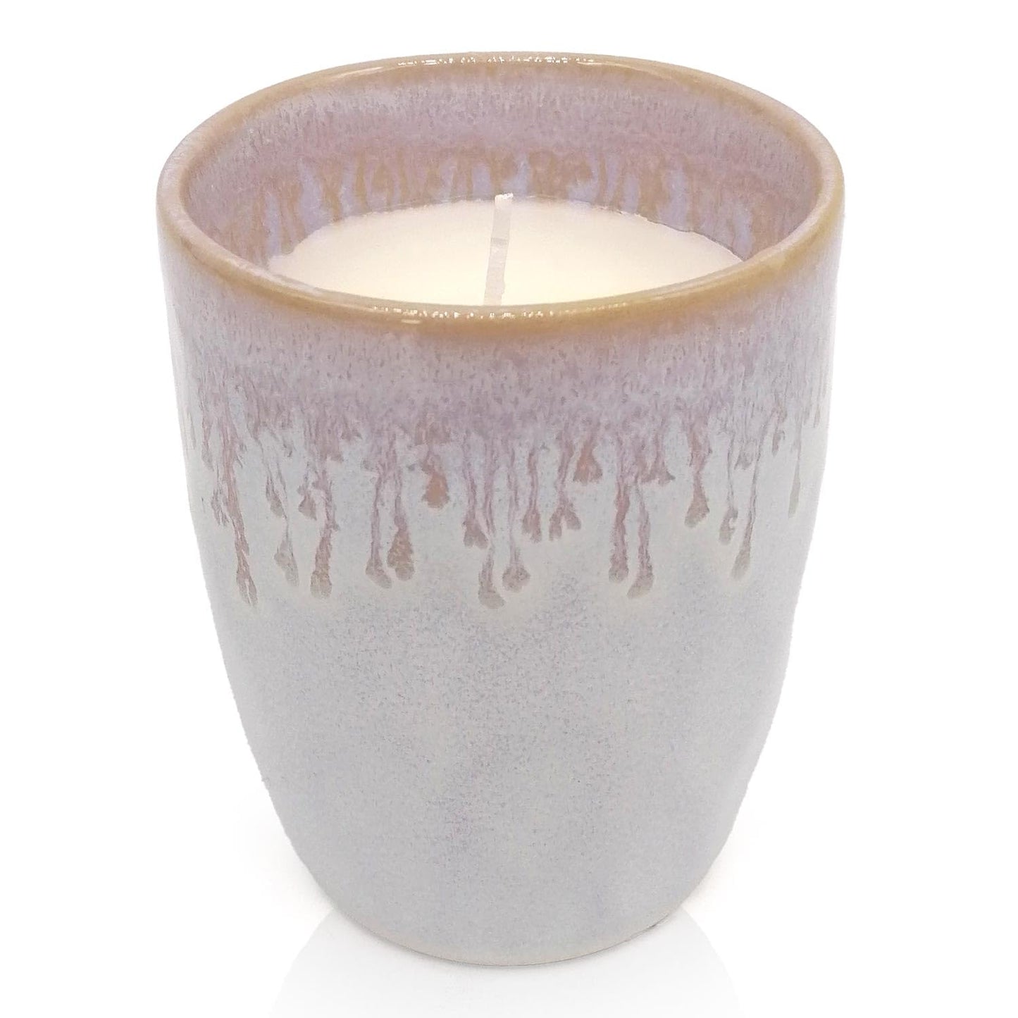 Mea-Living STONEWARE Candela in tazza bianco polare Cuore, gres fatto a mano, 280 ml, splendide stoviglie con candela