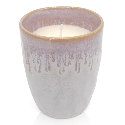 Mea-Living STONEWARE Candela in tazza bianco polare Cuore, gres fatto a mano, 280 ml, splendide stoviglie con candela