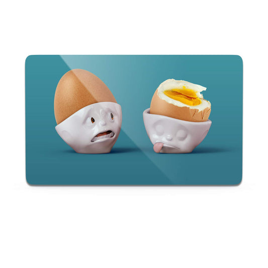 FIFTYEIGHT PRODUCTS / Mugs / Breakfast Board "Halb so schlimm" (Resopal, 14x23x1 cm, Blue, Made in Germany)