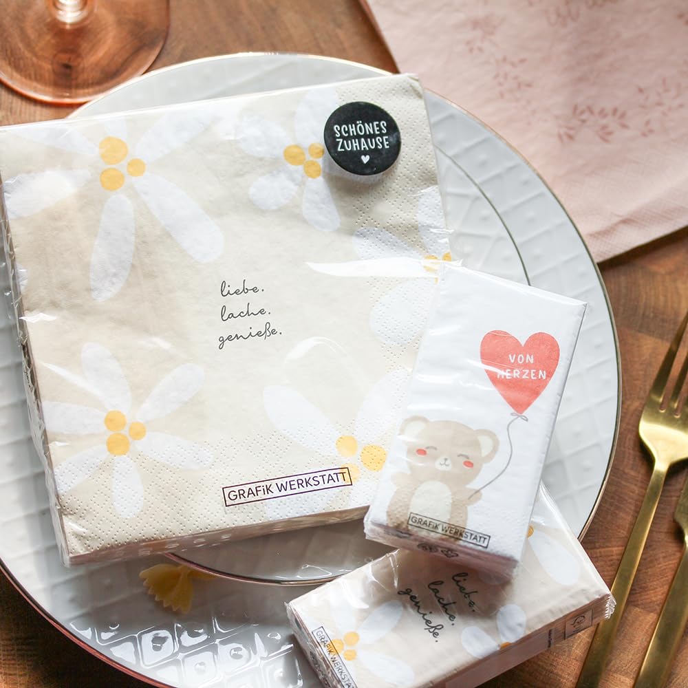 Grafik Werkstatt Napkins with Saying | 20 pieces | 12.5 x 12.5 cm | yellow | Take your time