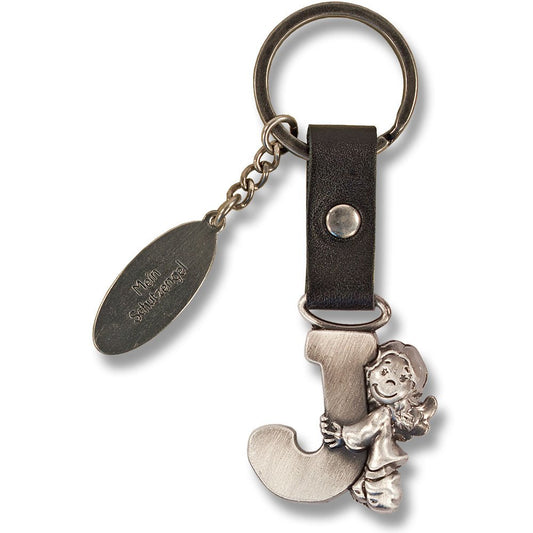 Guardian Angel Keychain Letter J
