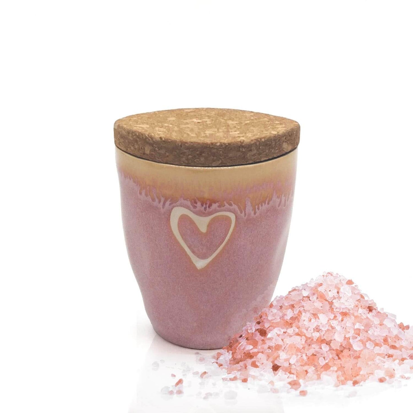 MEA Living, Spice in Espresso Cup, STONEWARE Mug, Heart Pink, "Garlic Chili Salt"