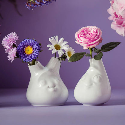FIFTYEIGHT PRODUCTS / Small Vase with 2 Openings Kess (Porcelain, 253 Grams, White, Made in Germany)
