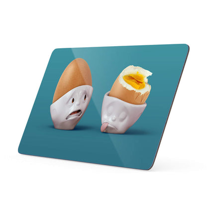 FIFTYEIGHT PRODUCTS / Mugs / Breakfast Board "Halb so schlimm" (Resopal, 14x23x1 cm, Blue, Made in Germany)