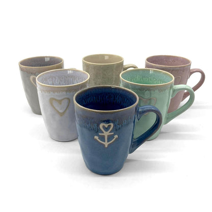 Mea-Living STONEWARE Mug with Handle, pink, handmade stoneware, 400 ml, beautiful handmade tableware