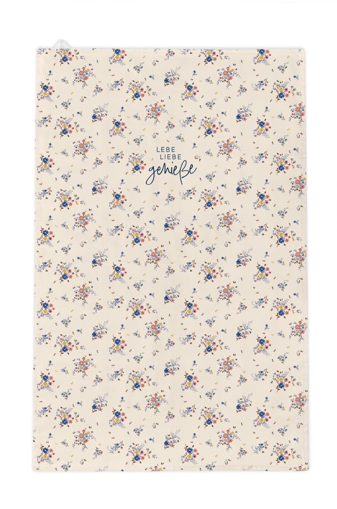 Strofinaccio Grafica Artigianale | 100% cotone | Strofinaccio da cucina con scritta divertente | Vivi, Ama, Goditi, grande, bianco