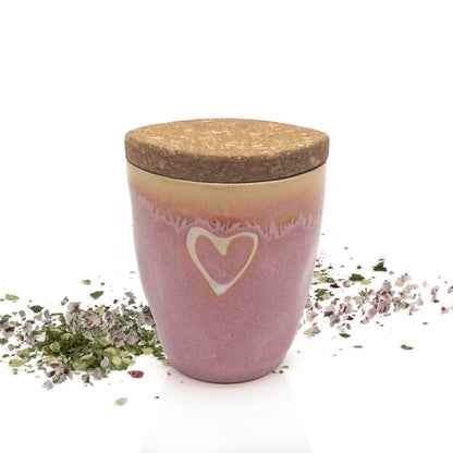 MEA Living, Spice in an Espresso Cup, STONEWARE Mug, Heart pink, "Steak Pepper"