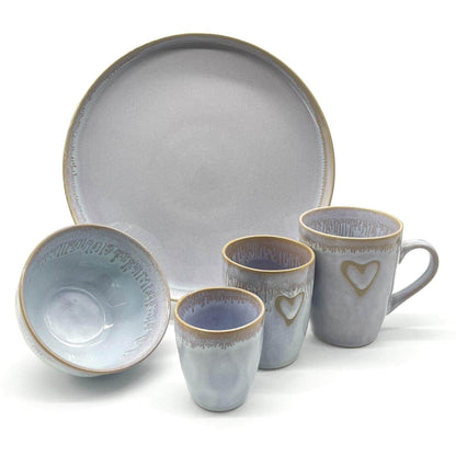 Mea-Living STONEWARE Becher mit Henkel, polarweiß, handgemachtes Steingut, 400 ml, wunderschönes handmade Geschirr