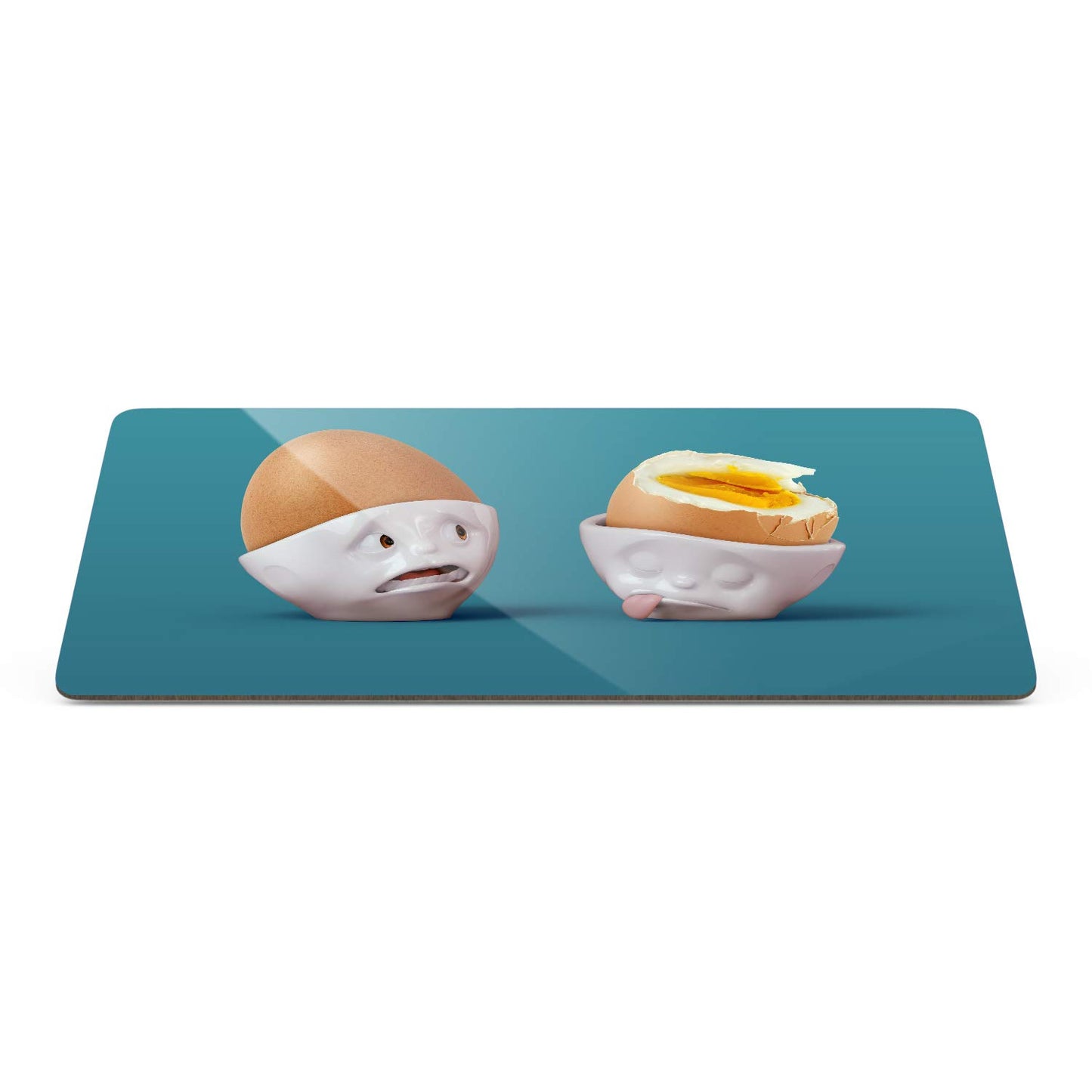 FIFTYEIGHT PRODUCTS / Mugs / Breakfast Board "Halb so schlimm" (Resopal, 14x23x1 cm, Blue, Made in Germany)