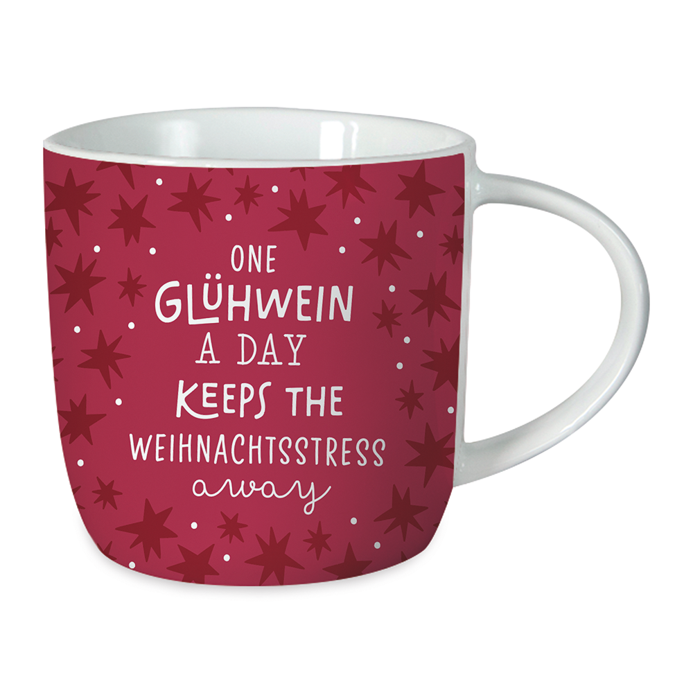 Grafik-Werkstatt Kaffeetasse mit Spruch 300 ml | Porzellan-Tasse | Weihnachten | One Glühwein