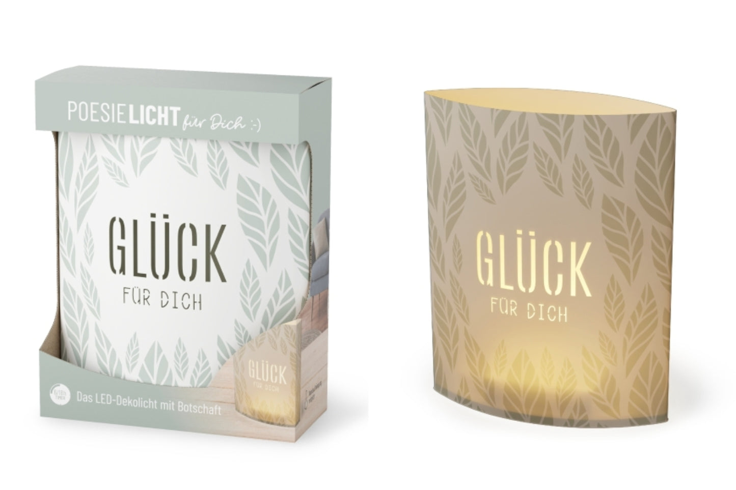 Lanterna LED la Vida | Luce di Poesia | "Buona fortuna" | Foglia | Funzione timer