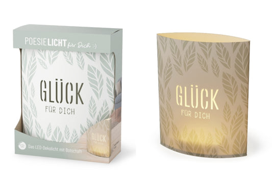 Lanterna LED la Vida | Luce di Poesia | "Buona fortuna" | Foglia | Funzione timer