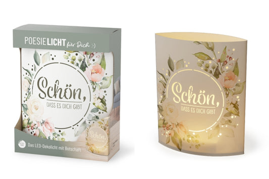 Lanterna LED la Vida | Luce di poesia | "È bello che tu esista" | Fiori | Funzione timer