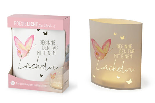 Lanterna LED Vida | Luce della poesia | "Inizia la giornata con un sorriso" | Funzione timer