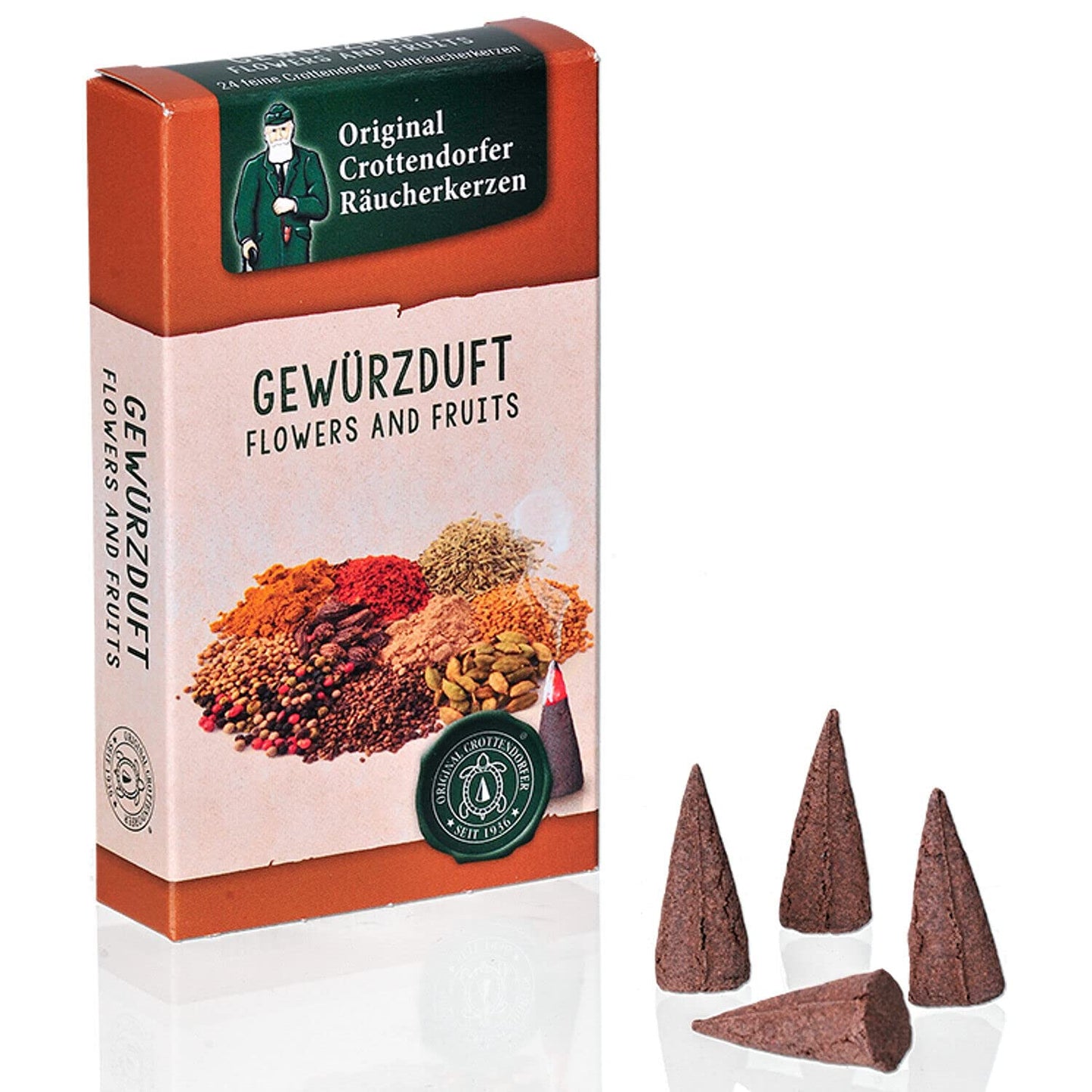 Crottendorf Incense Cones, 30-count Display, Flowers and Fruits